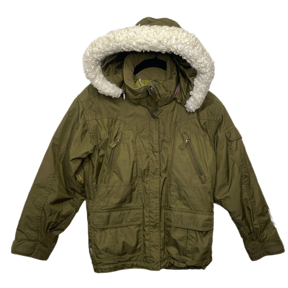 Obermeyer Kids Outer Layer Hooded Ski Snowboard Jacket Size 10 Olive coat winter